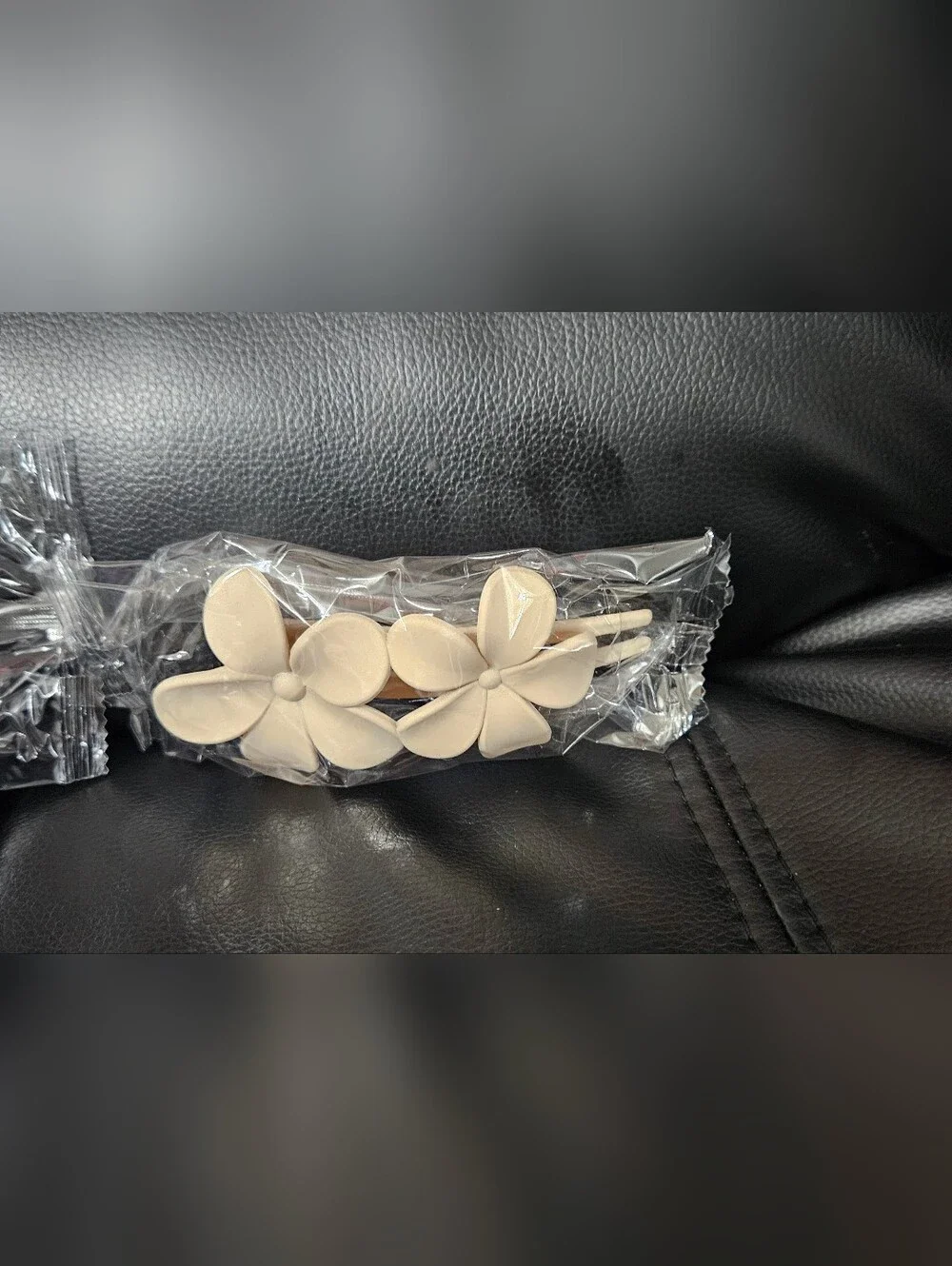 Floral Double Flower Hair Clip - Black And Cream Set.
